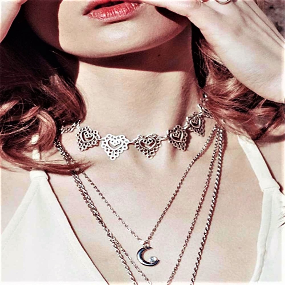 C20 | Boho Chic Choker Heart Shaped Necklace - Picture 2 of 6